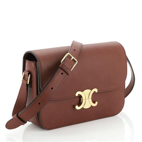 celine triomphe shoulder bag brown|Celine triomphe bag sizes.